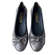 Giày búp bê da bò Trường Hải màu xám đính bông xinh BB130X