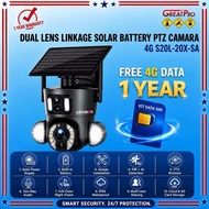 Dual Lens Linkage Solar Battery PTZ Camera 4G S20L-20X-SA with Free 4G Data 1 Year Smart Security 24