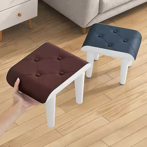 PP Thicken Waterproof Ottomans Household Matte Frosted Fabric Plastic Sofa Footrest Short Stool Home