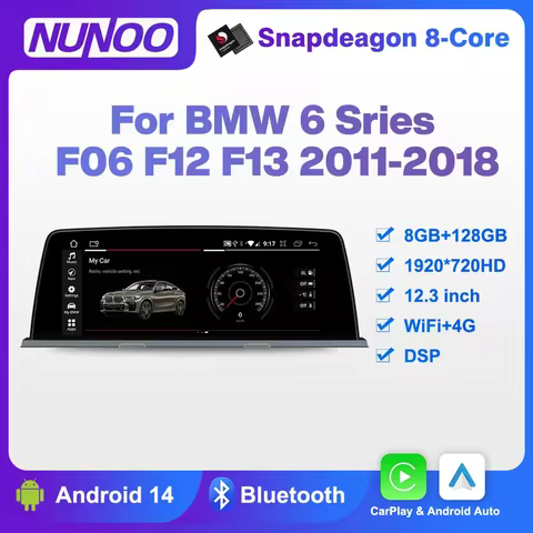 Android 14 8+128GB CarPlay For BMW 6 Series F06 F12 F13 2011-2018 GPS Car Multimedia Player Navigati