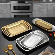 Goshop Stainless Steel Square Plate Serving Dish Food Holder for Outdoor Picnic BBQ Lunch Kitchen Es