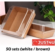 [50sets] Bakery Desert Box With Pet Lid/ Square or Rectangular Box/ Donut Box/ Sandwich Paper Box/ D