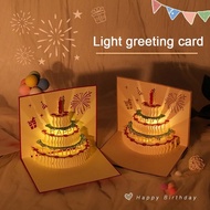 3D Birthday Card Cake Music Light Birthday Music 3D Greeting Card For Birthday Gift