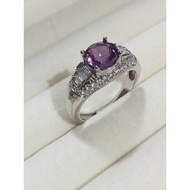 (R356) AMETHYST NATURAL GEMSTONE ADJUSTABLE SILVER RING 紫水晶天然宝石可调节银戒指 CINCIN PERAK BATU PERMATA UNGU