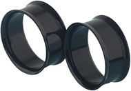 Pack of 2 Black Simplicity Acrylic Double Flare Ear Gauges Ear Plugs Tunnel Body Piercing Jewellery 