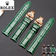 Rolex genuine leather strap watch black green for men 20 m