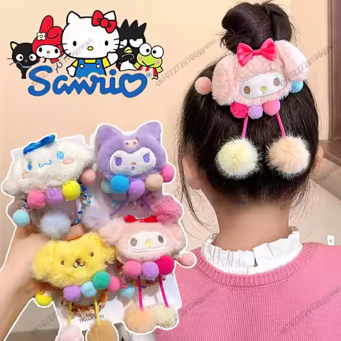 Children's Cute Plush Elastic Hair Bands For Girls Cartoon Sanrio Hair Ties Scrunchies Rubber Bands