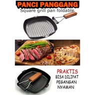 Square Grill Pan 20cm Teflon Pan Grilled BBQ Multipurpose Satay Bread