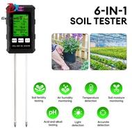 6 in 1 Soil PH and Humidity Tester Multifunctional Soil Tester with Backlit HD Display Screen
