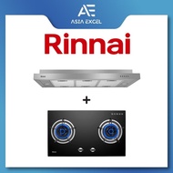 RINNAI RH-S269-SSR 90CM STAINLESS STEEL SLIMLINE HOOD + RINNAI RB-782G FLEXIHOB 78CM 2 BURNER GLASS BUILT-IN GAS HOB