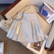 Large Size New Chinese Style Short Skirt Corrugated Skirt Fashion Pleated Skirt Satin Jacquard Skirt