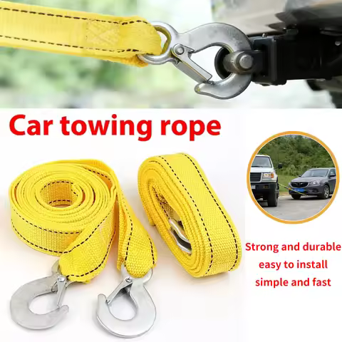 Heavy Duty Car Tow Cable 3Ton 5Ton 3M 4M Trailer Towing Rope Strap With Safety Hooks Emergency Road 