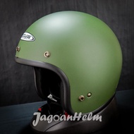 ZEUS Helmet ZS385C SOLID | FLAT GREEN | ZS-385 C Import ZS 385C RETRO Classic
