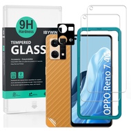 IBYWIND Screen Protector For Oppo Reno 7 4G ,with 2 Pcs Tempered Glass,1 Pc Camera Lens Protector,1 Pc Backing Carbon Fiber Film [Fingerprint Reader,Easy to install]