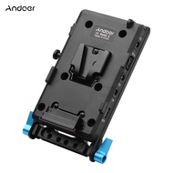 Andoer V Mount V-lock Battery Plate Adapter with 15mm Dual Hole Rod Clamp Power Adapter Replacement for BMPCC 4K/6K Camera Video Light Monitor Audio Recorder Microphone
