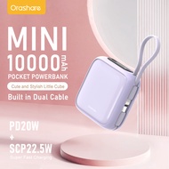 Orashare PCM10 10000mAh Super Mini Powerbank With  Built In Cable 22.5W Super Fast Charging Mini Pow