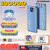【Ready Stock】CCC Original 66W 100000mah Powerbank Mini Powerbank Portable Digital Display Ultra-thin