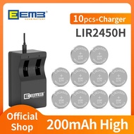 EEMB LIR2450H high-capacity 200mAh lithium battery With Charger 2450 3.7V rechargeable lithium-ion b