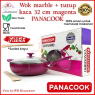 Frying pan 32cm glass lid wok/ japanese wok magenta 32cm marble wok/ PANACOOK
