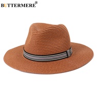 BUTTERMERE Panama Hat British Summer Sun Hats for Women Man Beach Straw Hat for Men UV Protection Cap Chapeau Femme Sombrero