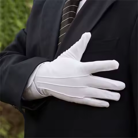 White Cotton Gloves Men Formal Tuxedo Uniform Gloves Honor Guard Parade Ceremony Costume Cosplay Coi
