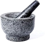 RFSTGYU Mortar And Pestle Set 2 Cup Capacity Solid Unpolished Granite Spice Grinder With Anti Scratch And Slip Base - Grind, Crush &amp; Mash Spices And More - Easy To Use &amp; Clean