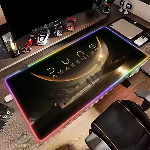 D_Dune Awakening RGB Mouse Pad Keyboard Mouse stitch LED Mouse pad Desk Mats Gaming Accessories PC P