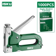 ISKU Staples Tembak 3 in 1 Heavy Duty Gun Tacker Besi Hekter Tembak Jok Motor Kayu Spanduk Kabel Sta