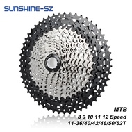 Sunshine จักรยานเสือภูเขา8 9 10 11 12 Speed Cassette MTB Freewheel เฟือง36T 40T 42T 46T 50T 52T สำหรับ SHIMANO