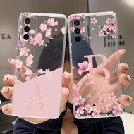 Letter Case For OPPO A93 5G / A93S 5G Fashion Flower Back Cover Transparent Soft Silicone TPU Clear 