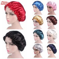 HW Pure Color Silk Satin Hat Night Sleep Cap Hair Care Beauty Bonnet Hat Head Cover Elastic Band