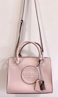 全新正品Guess皮粉色亮面圖章托特包 手提包 肩背包 側背包