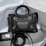 Balenciaga 巴黎世家 Metallic Edge Mini City 小羊皮機車包 黑金 mini