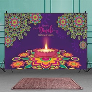 [EZ]Background Banner Happy Diwali Backdrop Banner Colorful Festive Background Cloth for Party Decorations