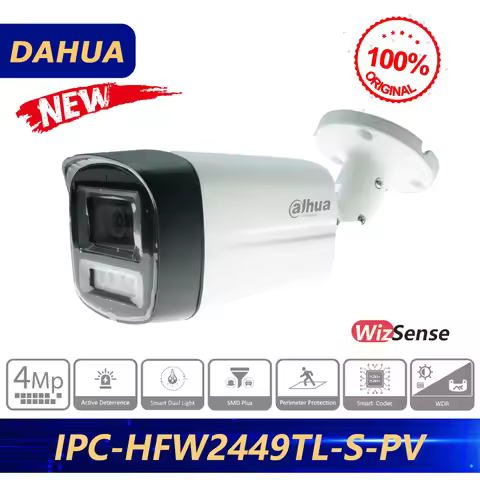 Dahua Original IPC-HFW2449TL-S-PV 4MP Smart Dual Light Active Deterrence Fixed-focal Bullet WizSense
