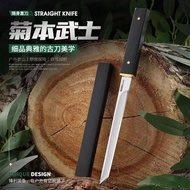 Damascus Steel Tanto Fixed Blade Mini Katana Knife 5CR13 High Hardness Portable Small Knife Meat Eating Knife Sharp Collec Practical Outdoor Camping