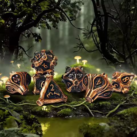 7Pcs/set Metal Material Trees Root Dice Set Dragons and Dungeons Games Dice Board Game Dice Digital 