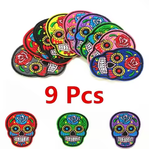 Creative Multi-color Skull Costume Patches Halloween Skull Embroidery Costume Patches Terrifying Sku