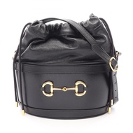 【二手】Gucci 單肩馬銜扣水桶包 602118 黑色皮革 馬銜扣 1955 水桶包 女士二手 A