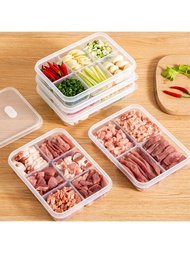 กล่องเก็บรักษาอาหารปิดผนึกตู้เย็น 4/6 ช่อง พร้อมฝาปิด กล่องเก็บอาหารแช่แข็ง พลาสติก กล่องอาหารช่องแย