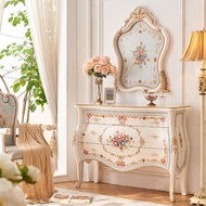 French cream style solid wood storage cabinet, living room foyer cabinet