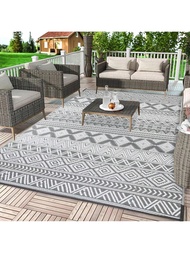 5x8 Ft Outdoor Rug, Waterproof Plastic Woven Patio Rug, Reversible Double-Sided Non-Fading Porch Mat
