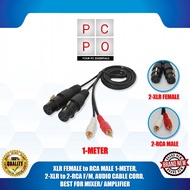 XLR Female to RCA Male 1m, 2x XLR to 2x RCA F/M, Audio Cable Cord for Mixer/Amplifier