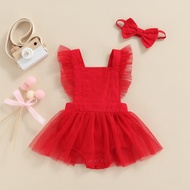 【flowerlove fashionable】 Ma Amp; ทารก0 18M วาเลนไทน์39; S ชุดชั้นนอกเด็กผู้หญิงทารกแรกเกิดเด็กทารกผ้าโปร่งสีแดงเครื่องแต่งกายชุด D35Underwear และชุดนอน