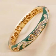 Old Beijing Cloisonne Open Female Bracelet Fashion Gold-Plated Inlaid High-Gloss Crystal Holiday Gif
