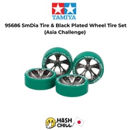 Tamiya 95686-SmDia Tire & Black Plated Wheel Set (Asia Challenge)