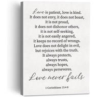 Love is Patient Love is Kind Bible Verse Canvas Painting Framed Wall Art Decor for Living Room Bedro