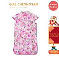 Chinese New Year Costume Baby Kids Girl Pink Purple Cheongsam Dress w White Flowers Mooncake Festival Outfits