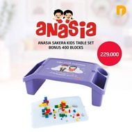 Anasia Moslem/Borneo Kids Table Set Bonus 400 Blocks Lego, Study Table, Children's Play Table, Multifunctional Children's Study Table, Plastic Study Table, Children's Birthday Gift