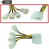 Fan Splitter 4-Pin Molex to 3-Pin 5V/7V/12V (3x Sockets)5cm Sleeved